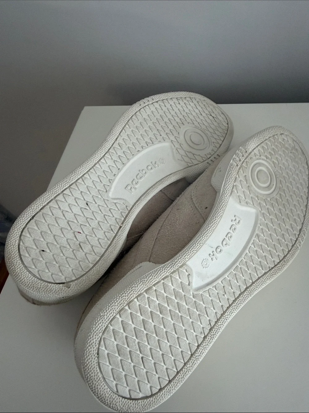 Reebok Low-Top Suede Sneakers in Beige and White